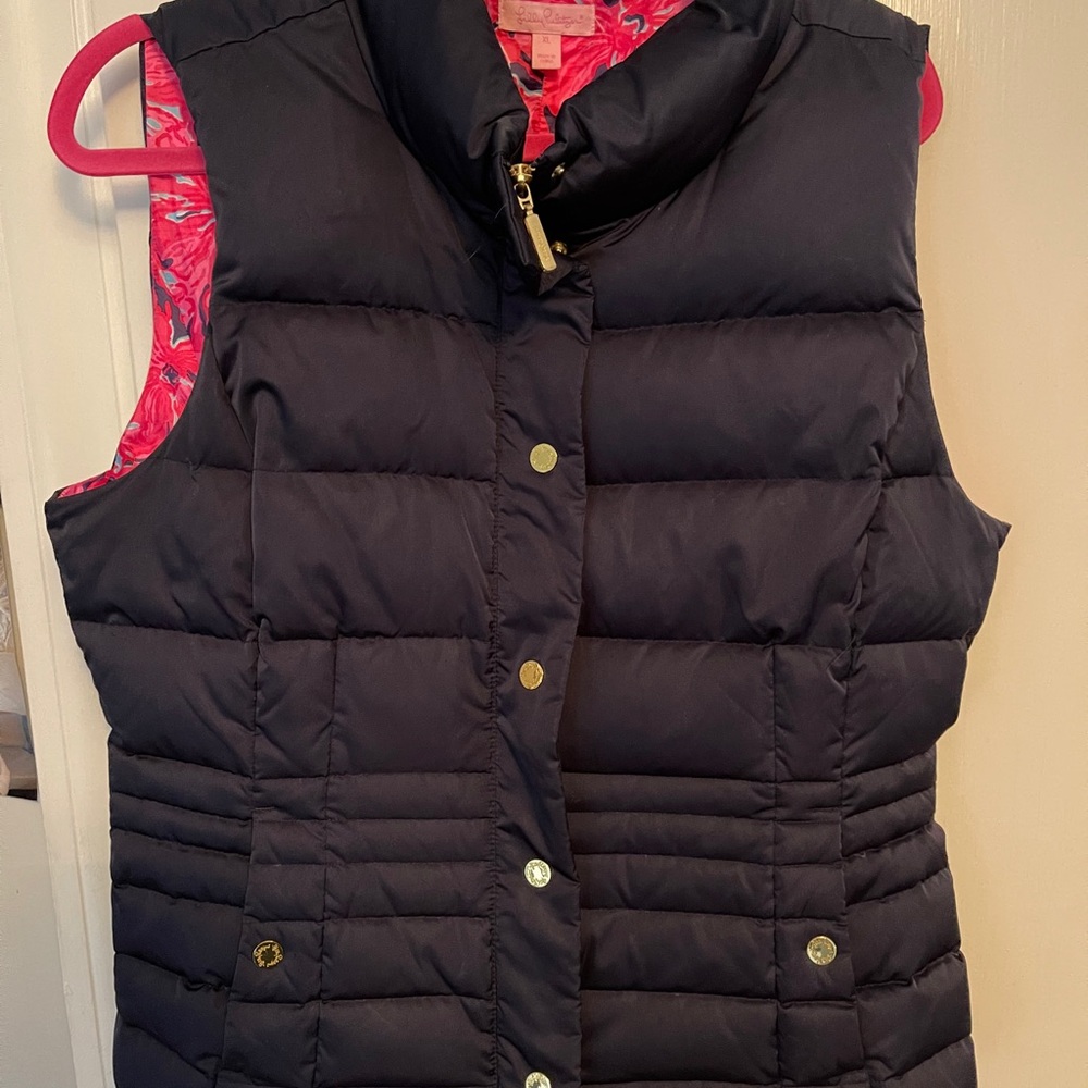 Lilly Pulitzer Navy Puffer Vest